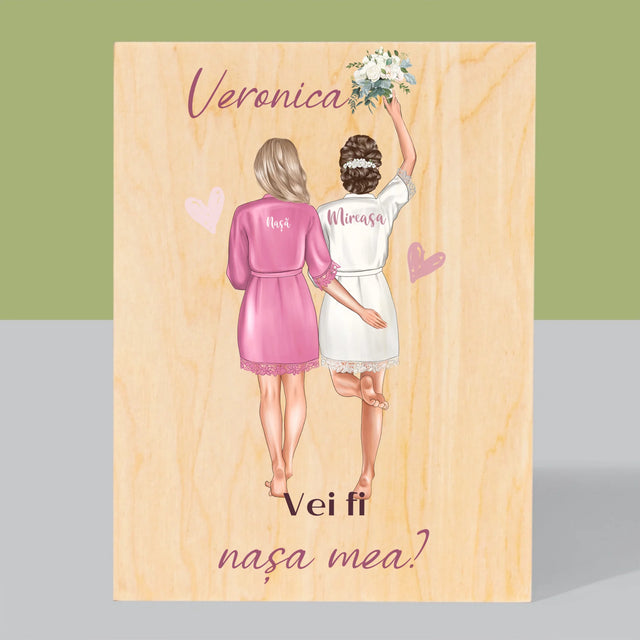 Creator De Personaj: Vei Fi Nașa Mea - Imprimare Pe Lemn ( Verticală)