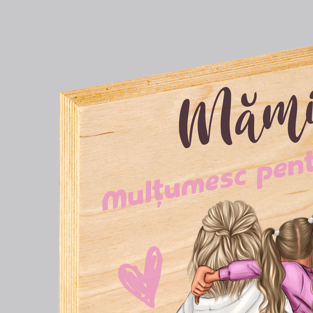 Creator De Personaj: Mama Cu Copilul - Imprimare Pe Lemn ( Verticală)