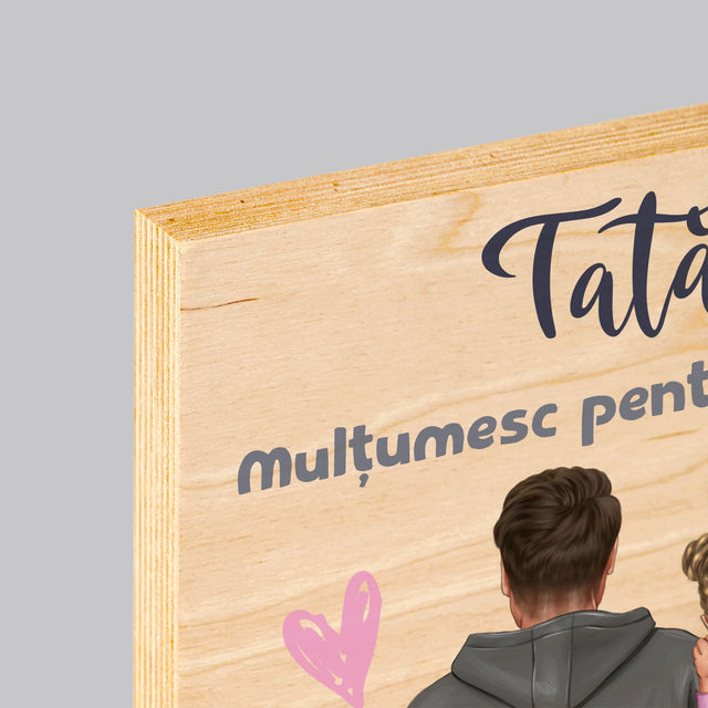 Creator De Personaj: Tată Cu Copil - Imprimare Pe Lemn ( Verticală)