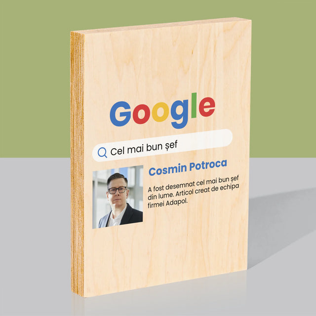 Fotografie Si Semnătură: Cel Mai Bun Șef - Rezultat Google - Imprimare Pe Lemn ( Verticală)