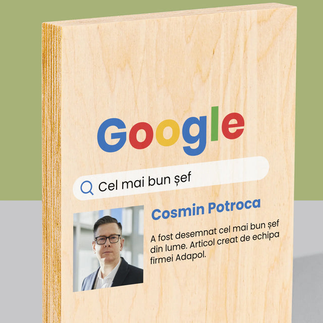 Fotografie Si Semnătură: Cel Mai Bun Șef - Rezultat Google - Imprimare Pe Lemn ( Verticală)