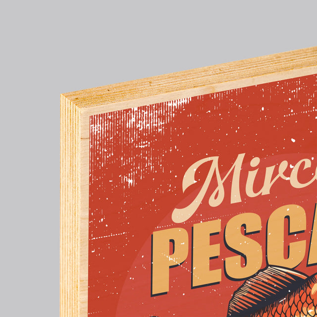 Numele Și Semnătura: Pescar Din Carne Și Oase - Imprimare Pe Lemn ( Verticală)