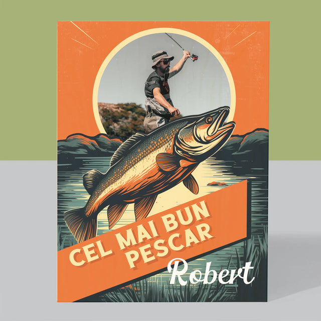 Fotografie Si Semnătură: Cel Mai Bun Pescar - Imprimare Pe Lemn ( Verticală)