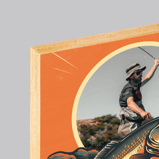 Fotografie Si Semnătură: Cel Mai Bun Pescar - Imprimare Pe Lemn ( Verticală)