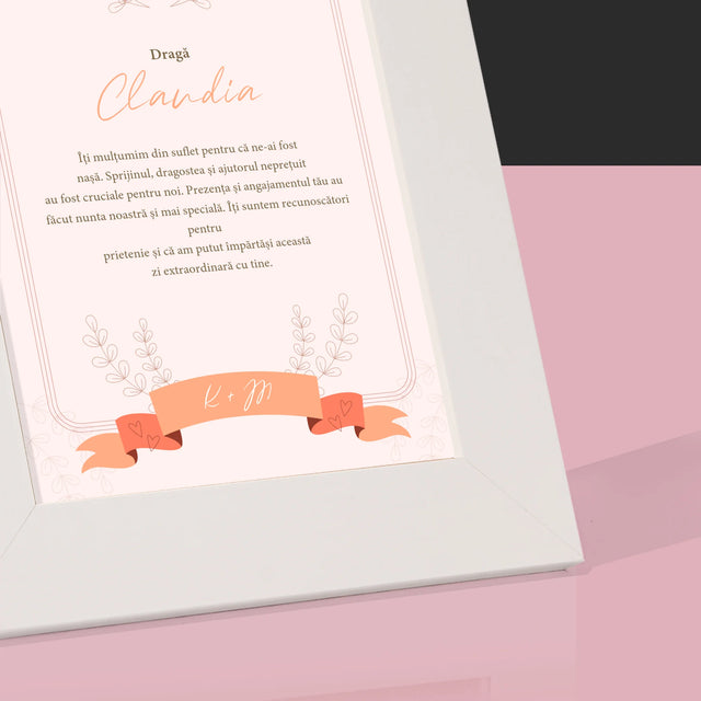 Numele Și Semnătura: Mulțumiri Pentru Nașă - Ramă Pentru Fotografii (Horizontală)