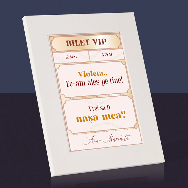 Numele Și Semnătura: Bilete Vip Nașă - Ramă Pentru Fotografii (Horizontală)