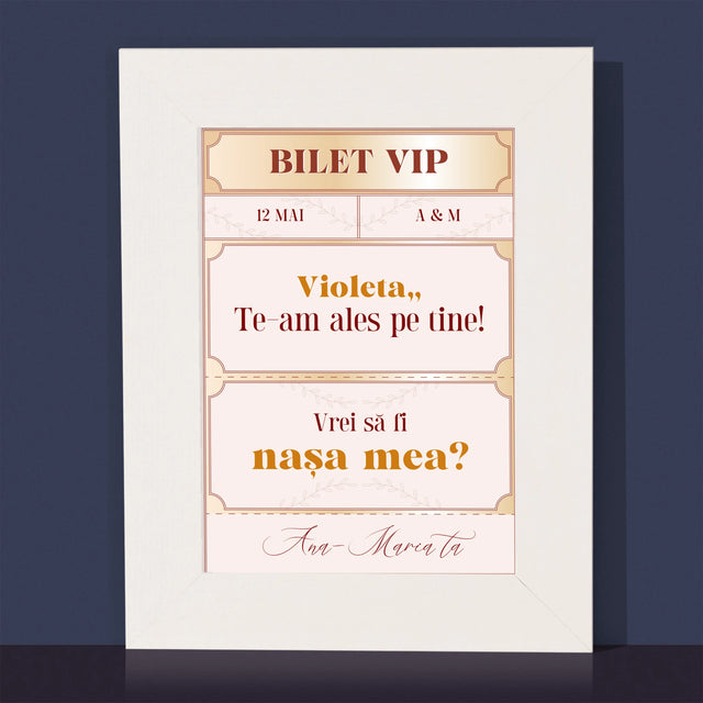 Numele Și Semnătura: Bilete Vip Nașă - Ramă Pentru Fotografii (Horizontală)