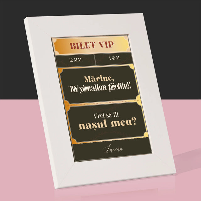 Numele Și Semnătura: Bilete Vip Naș - Ramă Pentru Fotografii (Horizontală)