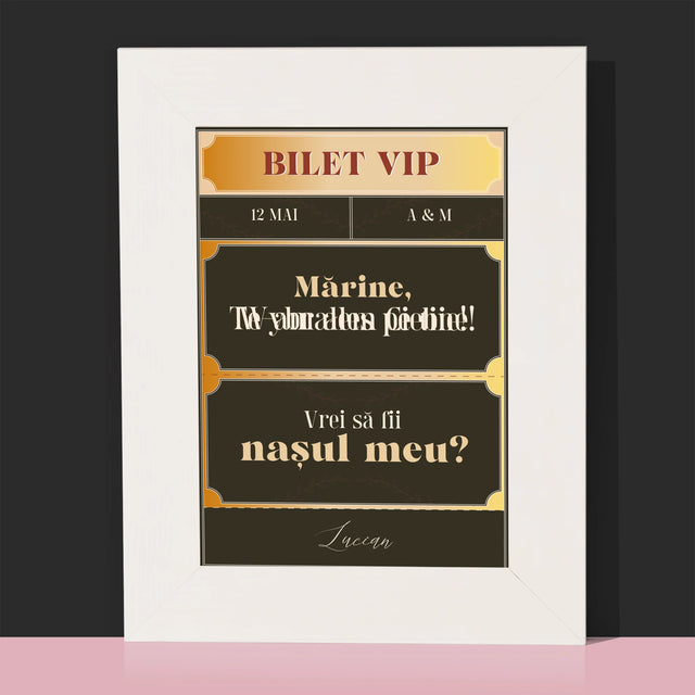Numele Și Semnătura: Bilete Vip Naș - Ramă Pentru Fotografii (Horizontală)