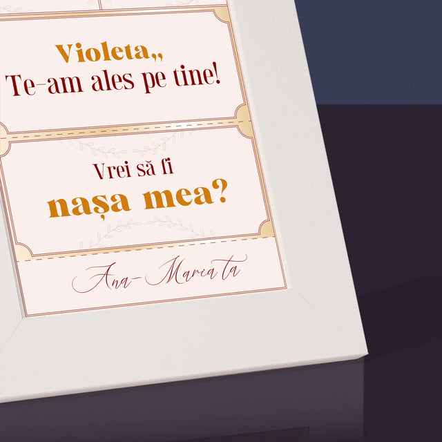 Numele Și Semnătura: Bilete Vip Nașă - Ramă Pentru Fotografii (Horizontală)