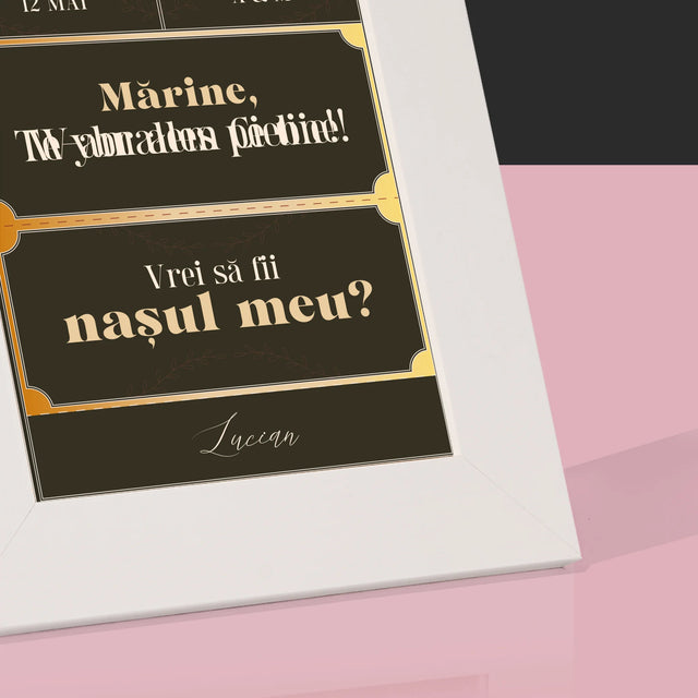 Numele Și Semnătura: Bilete Vip Naș - Ramă Pentru Fotografii (Horizontală)