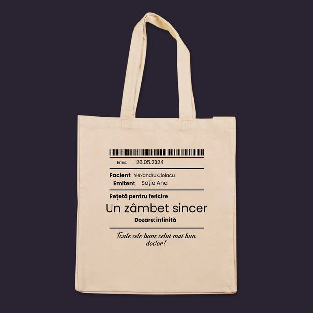 Numele Și Semnătura: Rețetă Pentru Fericire - Sacoșă De Pânză