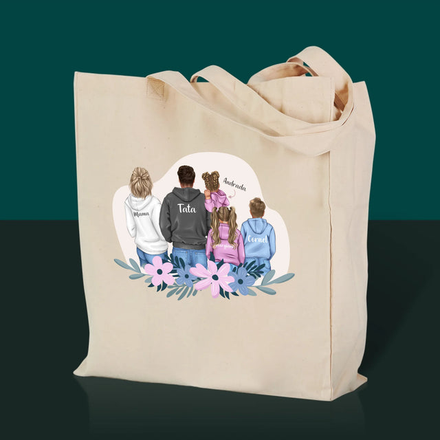 Creator De Personaj: Familie Cu Copii - Sacoșă De Pânză