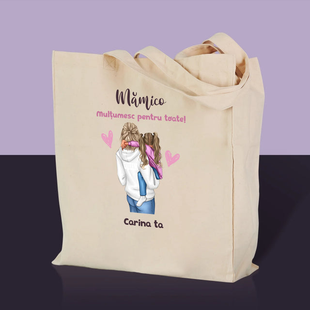 Creator De Personaj: Mama Cu Copilul - Sacoșă De Pânză