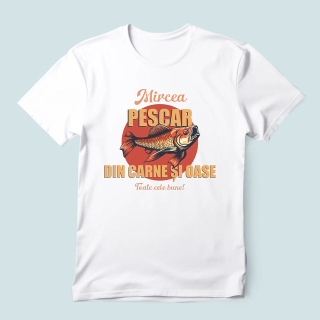 Numele Și Semnătura: Pescar Din Carne Și Oase - Tricou Pentru Bărbați