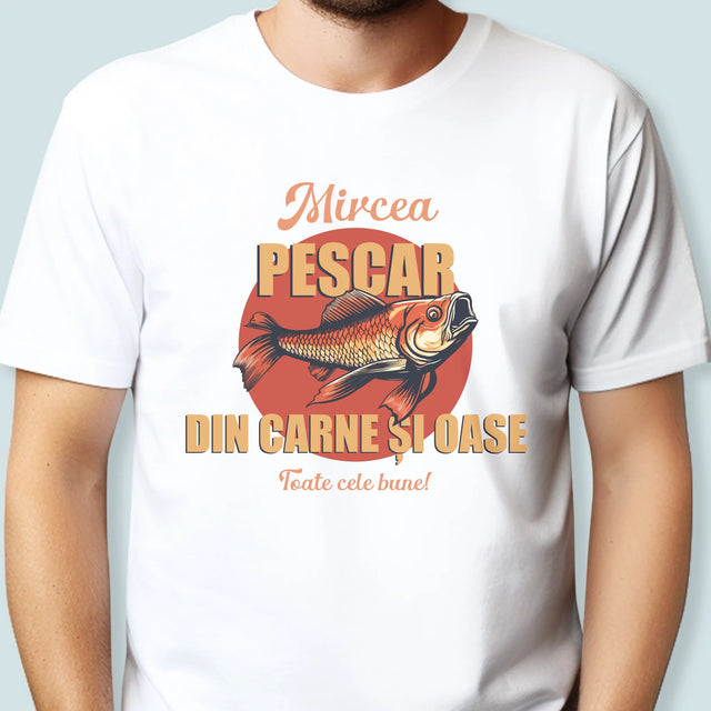 Numele Și Semnătura: Pescar Din Carne Și Oase - Tricou Pentru Bărbați