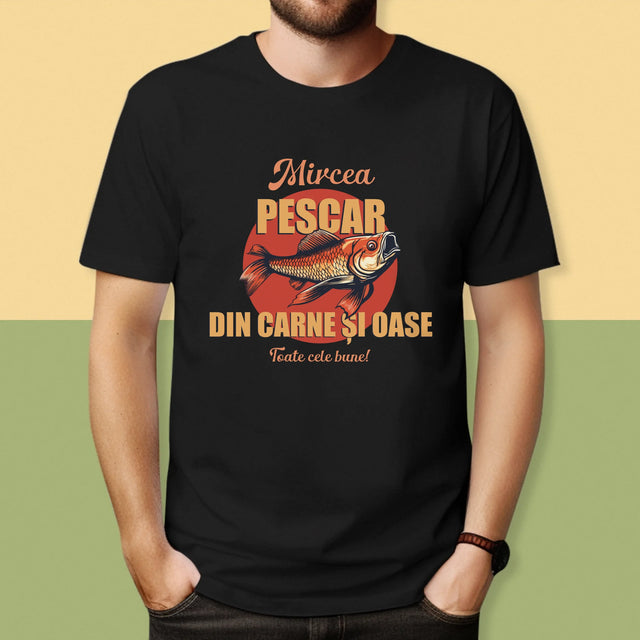 Numele Și Semnătura: Pescar Din Carne Și Oase - Tricou Pentru Bărbați
