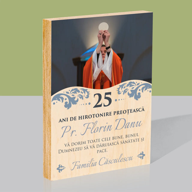 Fotografie Si Semnătură: Jubileul Hirotonirii Preoțești - Imprimare Pe Lemn ( Verticală)