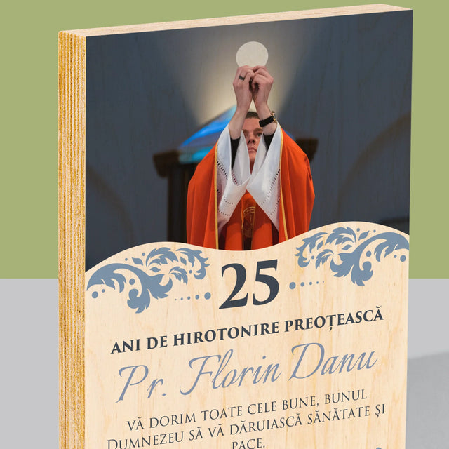 Fotografie Si Semnătură: Jubileul Hirotonirii Preoțești - Imprimare Pe Lemn ( Verticală)