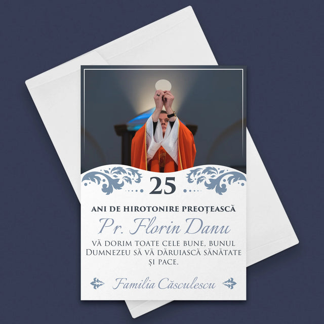 Fotografie Si Semnătură: Jubileul Hirotonirii Preoțești - Card Cu Felicitări