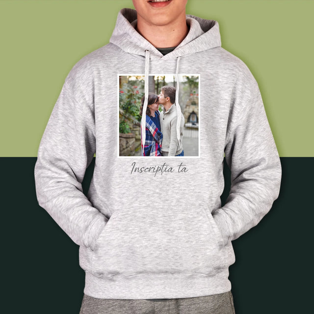 Fotografie Si Semnătură: Fotografia Ta Cu Inscripție - Hanorac Cu Glugă Pentru Bărbați