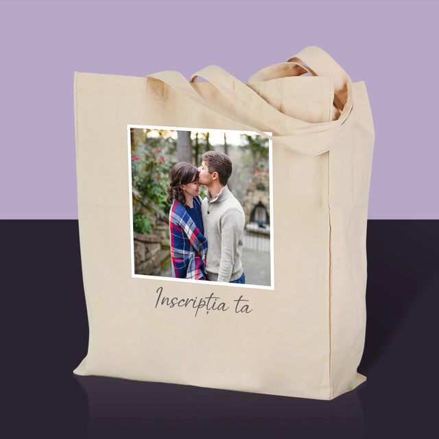Fotografie Si Semnătură: Fotografia Ta Cu Inscripție - Sacoșă De Pânză