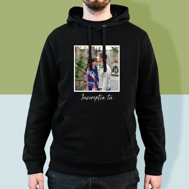 Fotografie Si Semnătură: Fotografia Ta Cu Inscripție - Hanorac Cu Glugă Pentru Bărbați