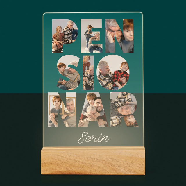 Cuvânt Din Fotografii: Pensionar - Imprimare Pe Sticlă Acrilică (Verticală)