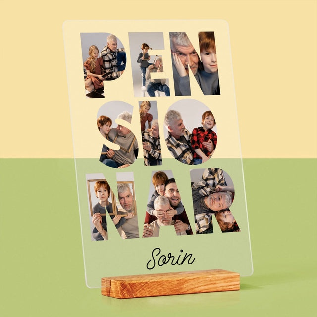 Cuvânt Din Fotografii: Pensionar - Imprimare Pe Sticlă Acrilică (Verticală)