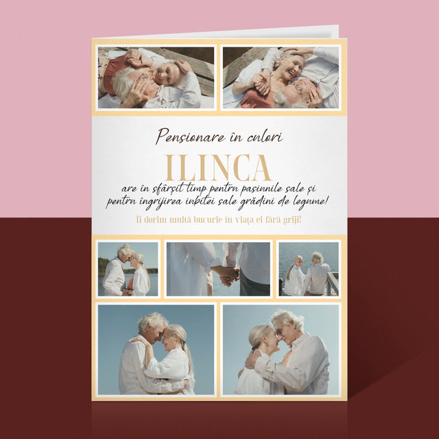 Colaj De Fotografii: Pensionare În Culori - Card Cu Felicitări