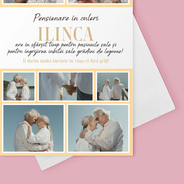 Colaj De Fotografii: Pensionare În Culori - Card Cu Felicitări