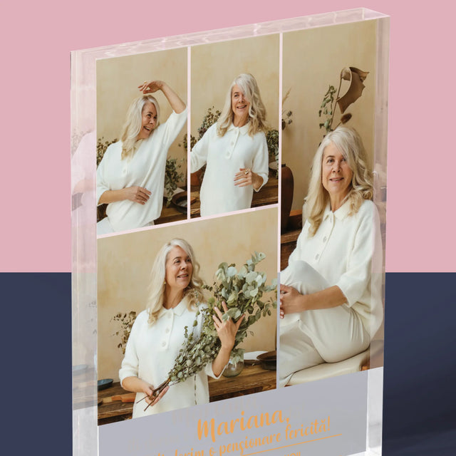 Colaj De Fotografii: Pensionare Fericită! - Bloc Acrilic