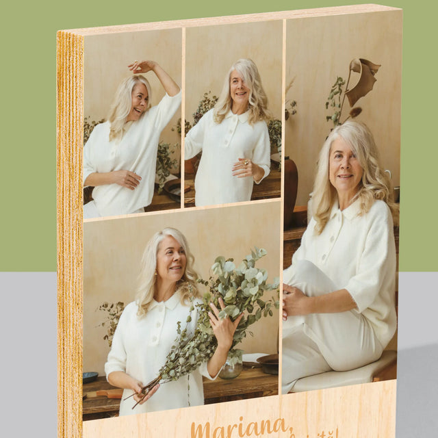 Colaj De Fotografii: Pensionare Fericită! - Imprimare Pe Lemn ( Verticală)