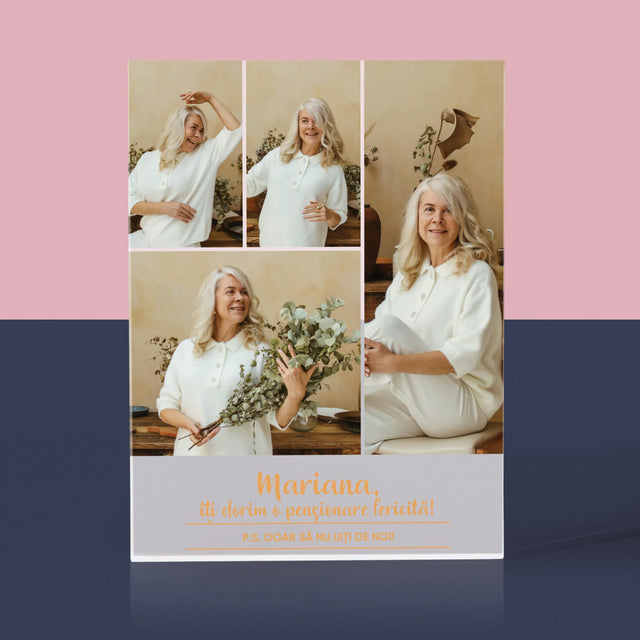 Colaj De Fotografii: Pensionare Fericită! - Bloc Acrilic