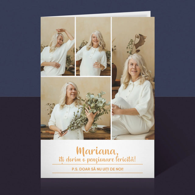 Colaj De Fotografii: Pensionare Fericită! - Card Cu Felicitări