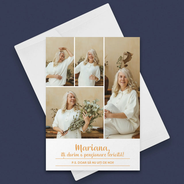 Colaj De Fotografii: Pensionare Fericită! - Card Cu Felicitări