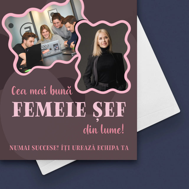 Colaj De Fotografii: Cea Mai Bună Femeie Șef - Card Cu Felicitări