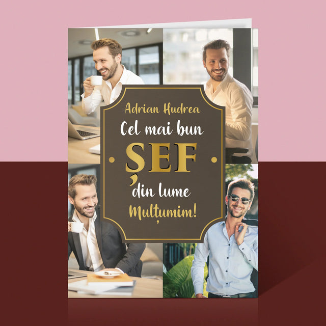 Colaj De Fotografii: Cel Mai Bun Șef Din Lume - Card Cu Felicitări
