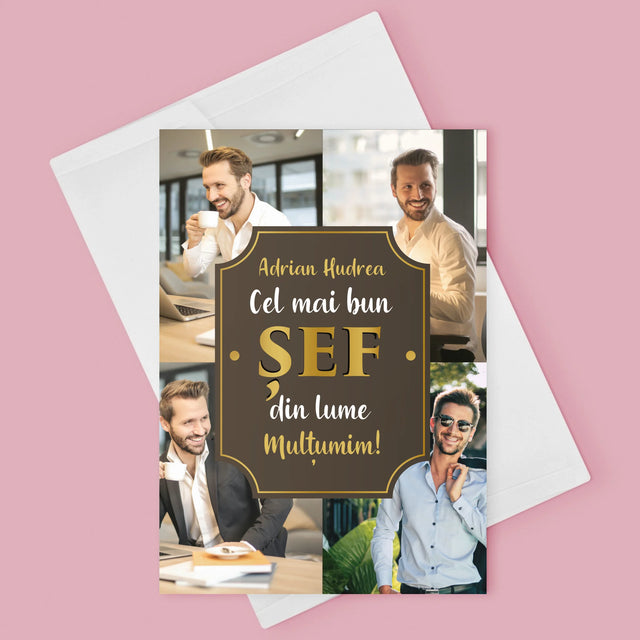 Colaj De Fotografii: Cel Mai Bun Șef Din Lume - Card Cu Felicitări