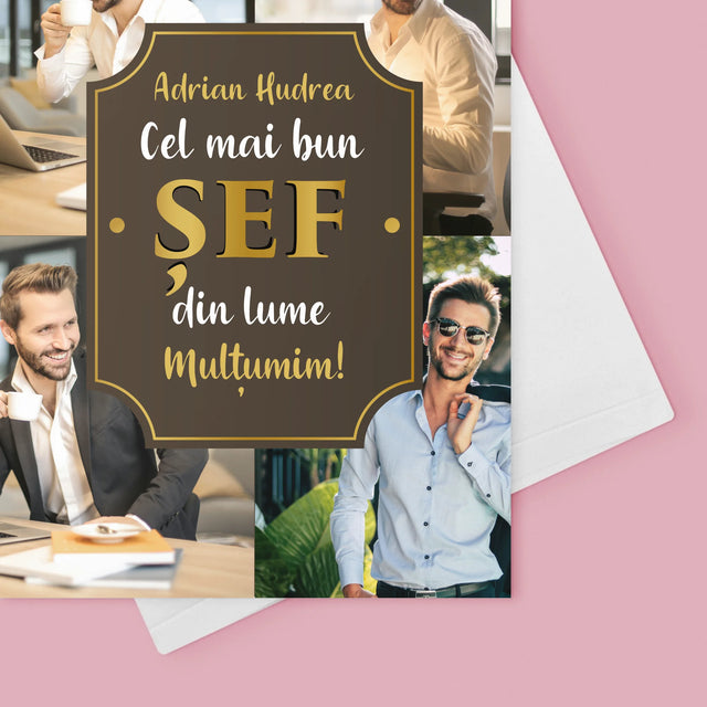 Colaj De Fotografii: Cel Mai Bun Șef Din Lume - Card Cu Felicitări