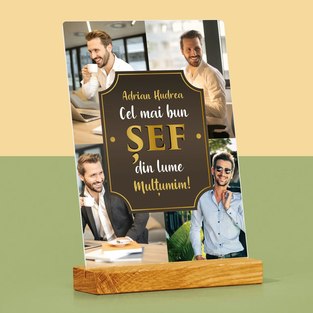 Colaj De Fotografii: Cel Mai Bun Șef Din Lume - Imprimare Pe Sticlă Acrilică (Verticală)