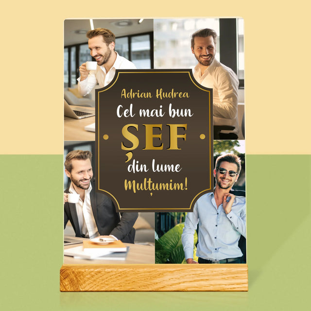 Colaj De Fotografii: Cel Mai Bun Șef Din Lume - Imprimare Pe Sticlă Acrilică (Verticală)