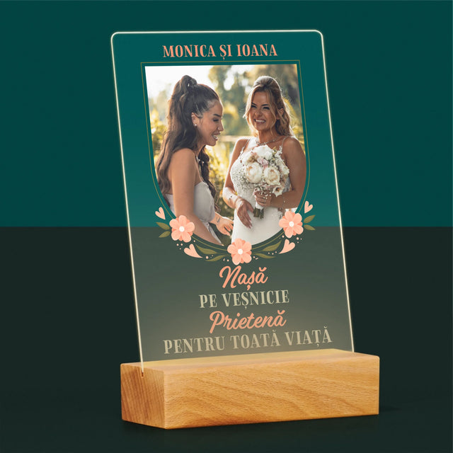 Fotografie Si Semnătură: Nașă Pe Veșnicie - Imprimare Pe Sticlă Acrilică (Verticală)