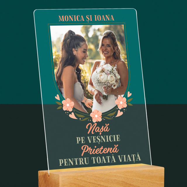 Fotografie Si Semnătură: Nașă Pe Veșnicie - Imprimare Pe Sticlă Acrilică (Verticală)