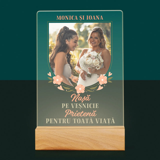 Fotografie Si Semnătură: Nașă Pe Veșnicie - Imprimare Pe Sticlă Acrilică (Verticală)