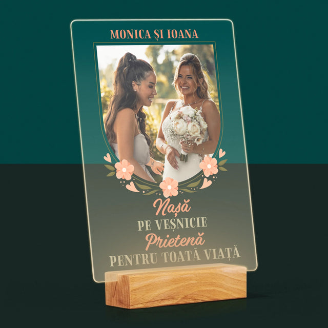 Fotografie Si Semnătură: Nașă Pe Veșnicie - Imprimare Pe Sticlă Acrilică (Verticală)