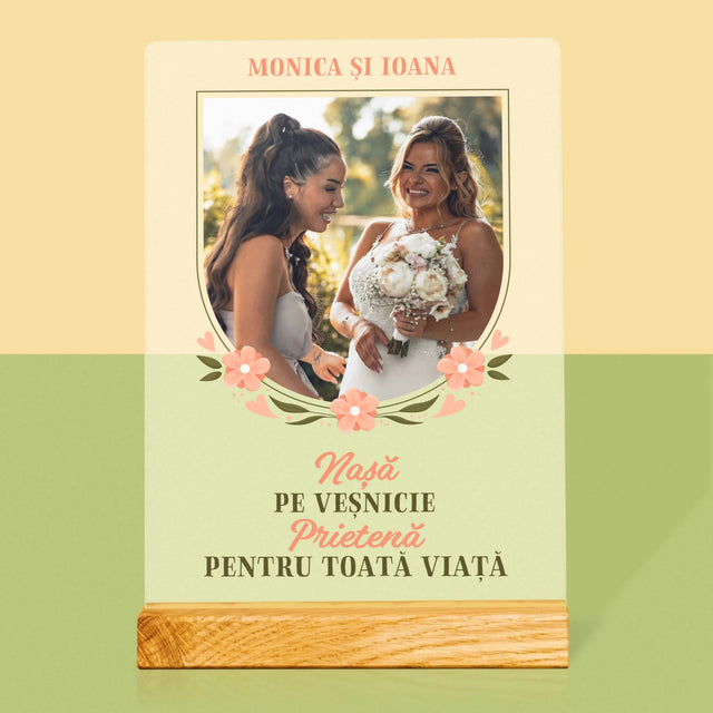 Fotografie Si Semnătură: Nașă Pe Veșnicie - Imprimare Pe Sticlă Acrilică (Verticală)
