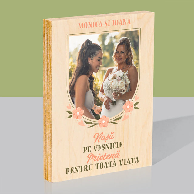 Fotografie Si Semnătură: Nașă Pe Veșnicie - Imprimare Pe Lemn ( Verticală)