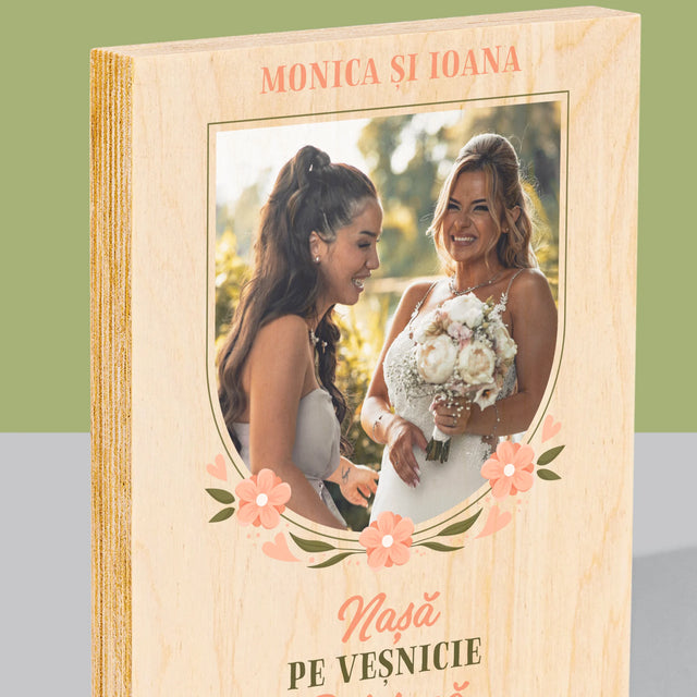 Fotografie Si Semnătură: Nașă Pe Veșnicie - Imprimare Pe Lemn ( Verticală)