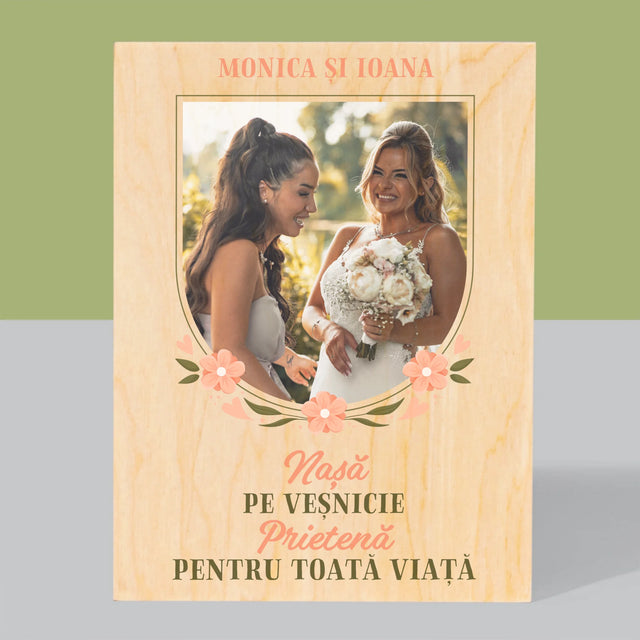 Fotografie Si Semnătură: Nașă Pe Veșnicie - Imprimare Pe Lemn ( Verticală)
